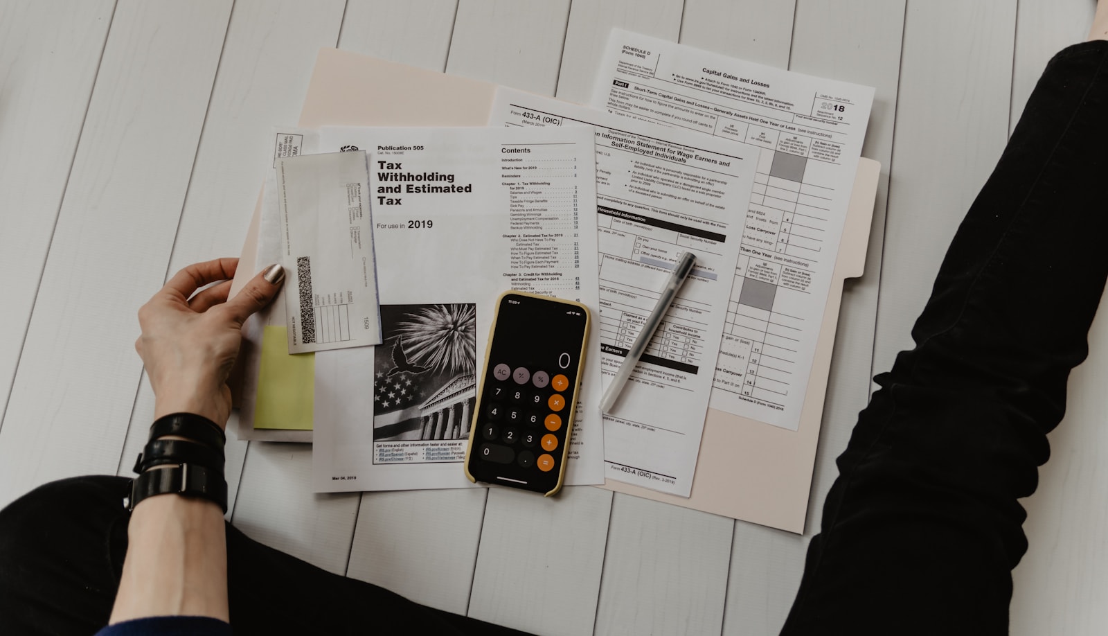 Business documents and financial records on a desk